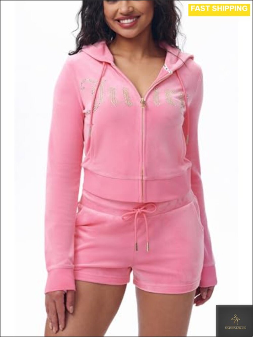 Juicy Couture OG Front Bling Track Jacket Long Sleeve Zip Hooded